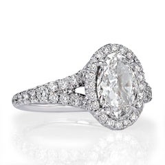 4 Carat Oval Diamond Ring Brilliant White 14K White Gold Quiet Power Signature