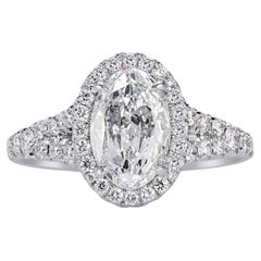 4 Carat Oval Diamond Ring Brilliant White 14K White Gold Quiet Power Signature