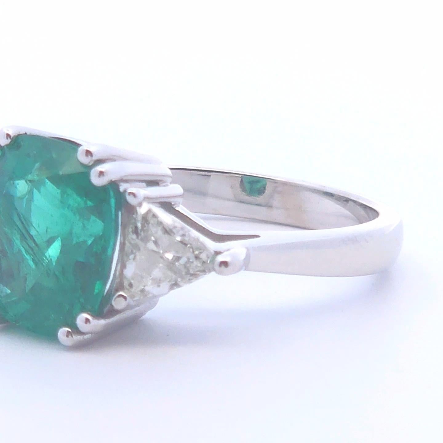 For Sale:  4 Carat Oval Emerald Diamond Ring in 14k Gold 4