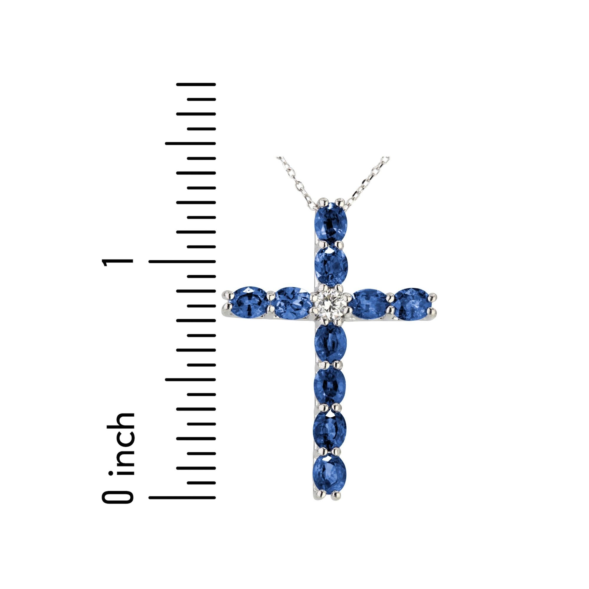 4 Carat Oval Sapphire Cross Pendant With 0.16 Carat Diamond in 18k White Ref984 For Sale 2