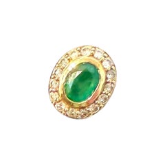 4 Carat Oval Shape Emerald & 1 Ct Diamond Post Back Earrings 14 Kt Yellow Gold