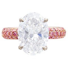 4 Carat Oval Statement Brilliant White VS 14K White Gold Effortless Elegance