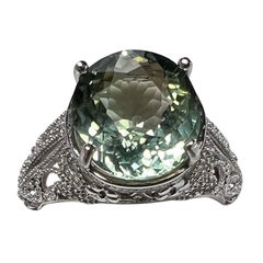 4 Carat Paraiba Sea Foam Color Tourmaline Silver Ring