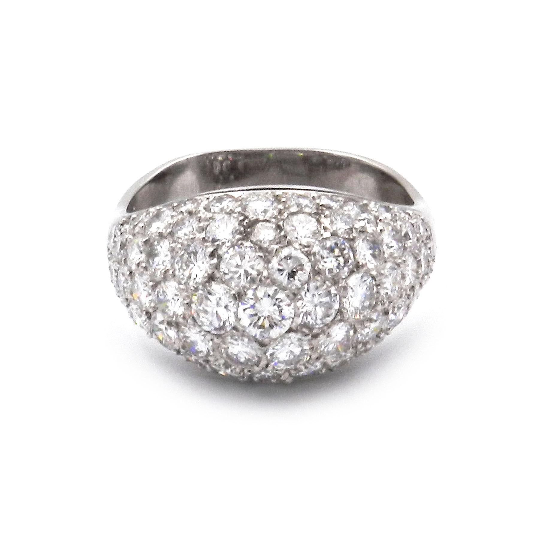 Brilliant Cut 4 Carat Pavé Diamond Cocktail Ring in 18K White Gold For Sale