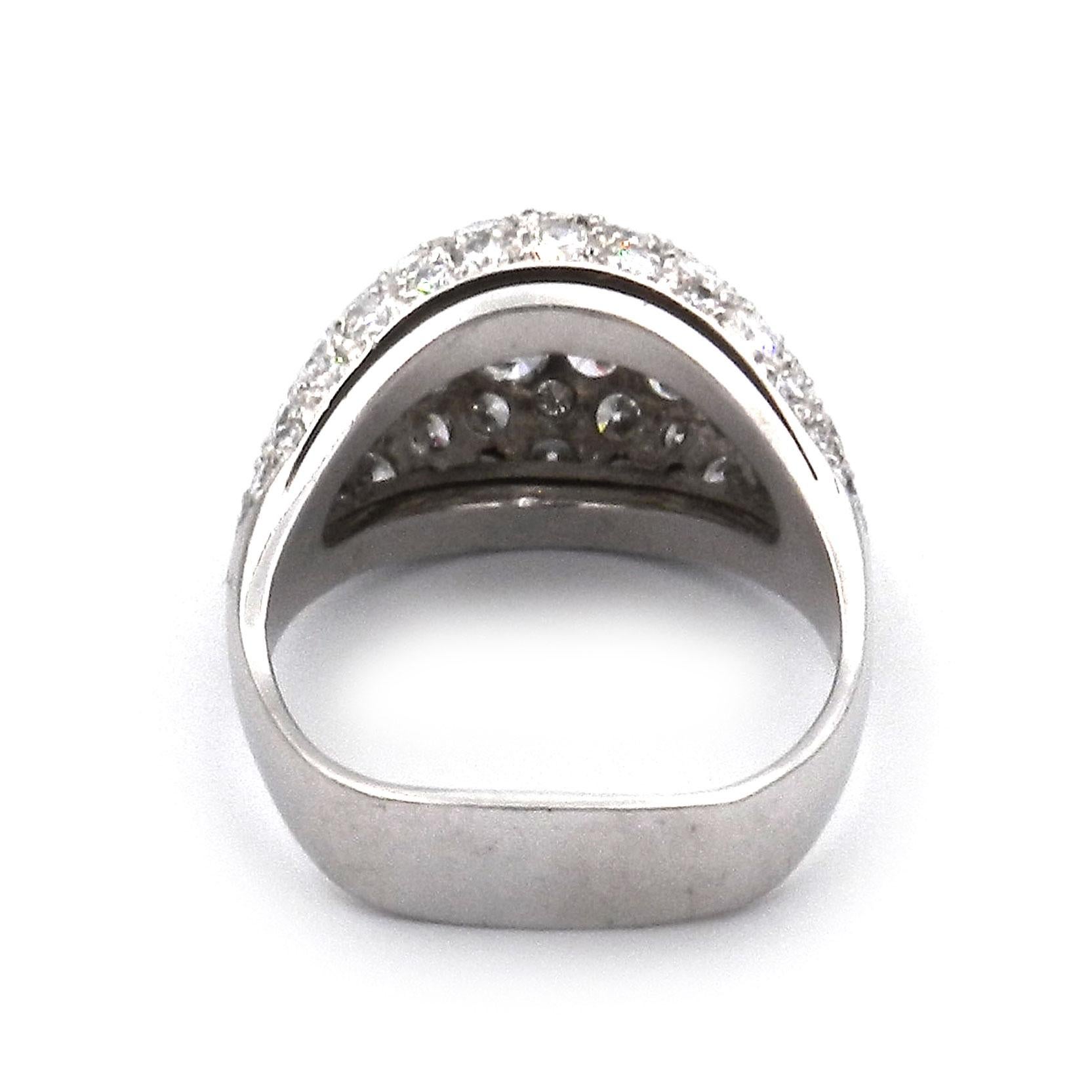 Women's 4 Carat Pavé Diamond Cocktail Ring in 18K White Gold For Sale