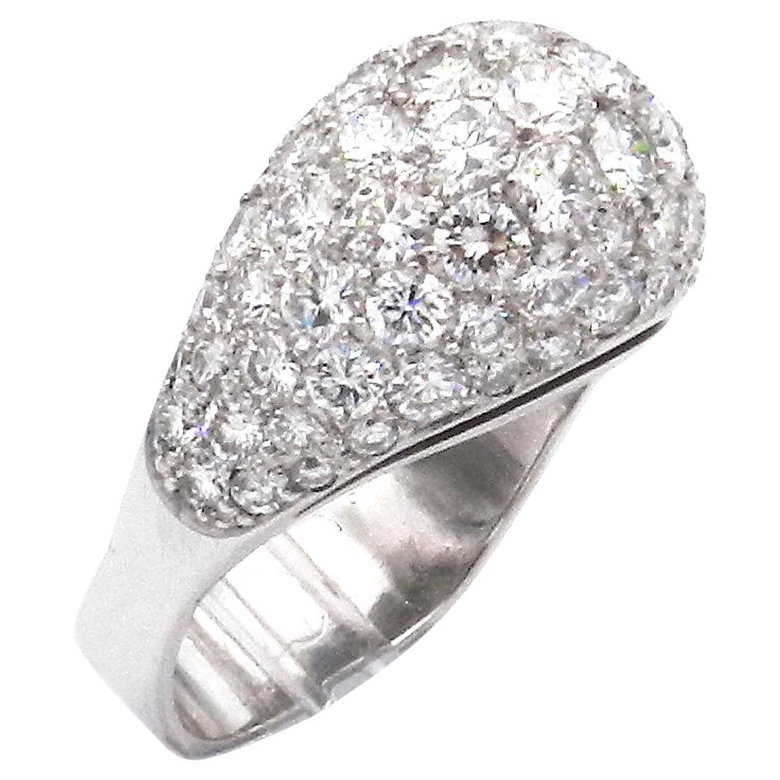 4 Carat Pavé Diamond Cocktail Ring in 18K White Gold