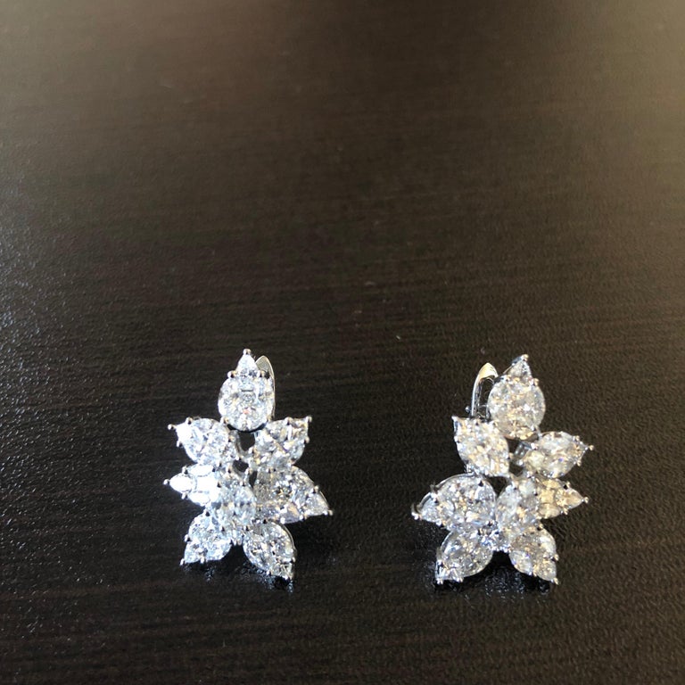 Modern 4 Carat Pear Shape Diamond Earrings