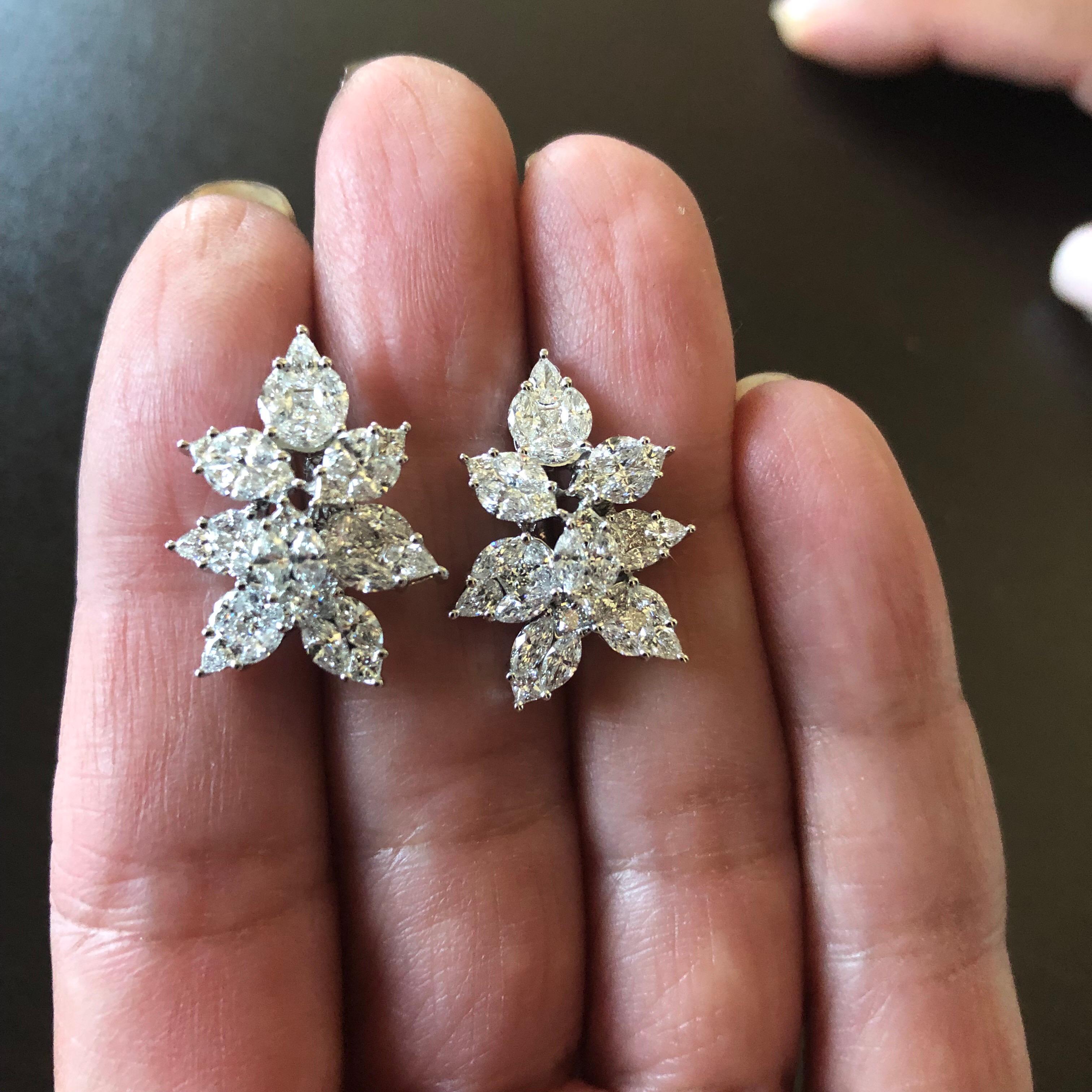 Pear Cut 4 Carat Pear Shape Diamond Earrings For Sale