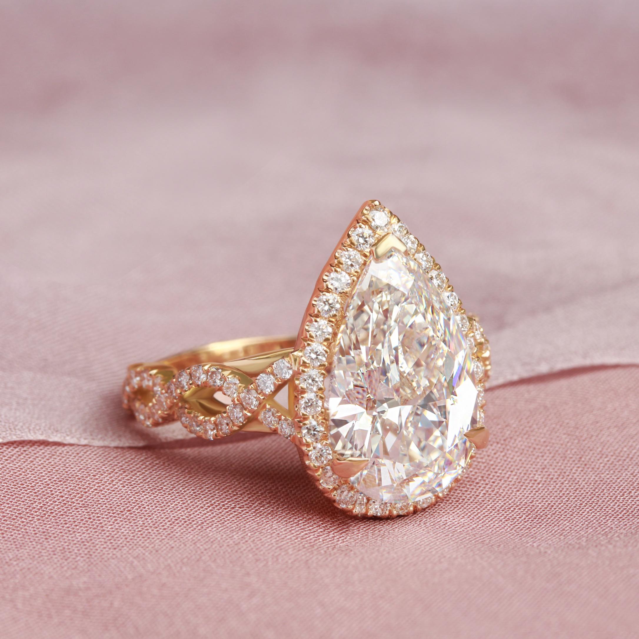 4 carat pear diamond ring