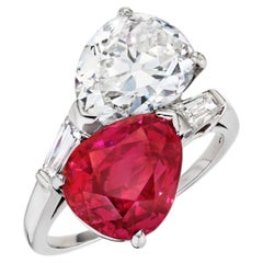 4 Carat Pear Statement Ruby and Diamond Ring   Modern Nobility Modern Classic