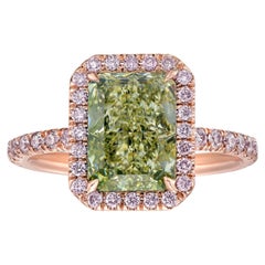 4 Carat Pink Halo Green Diamond Engagement Ring 4 Carat Pink Halo Green Diamond Engagement Ring