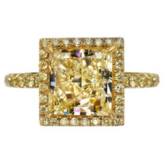 4 Karat Prinzessinnenschliff Diamant Verlobungsring GIA zertifiziert Y TO Z Bandbreite VS2