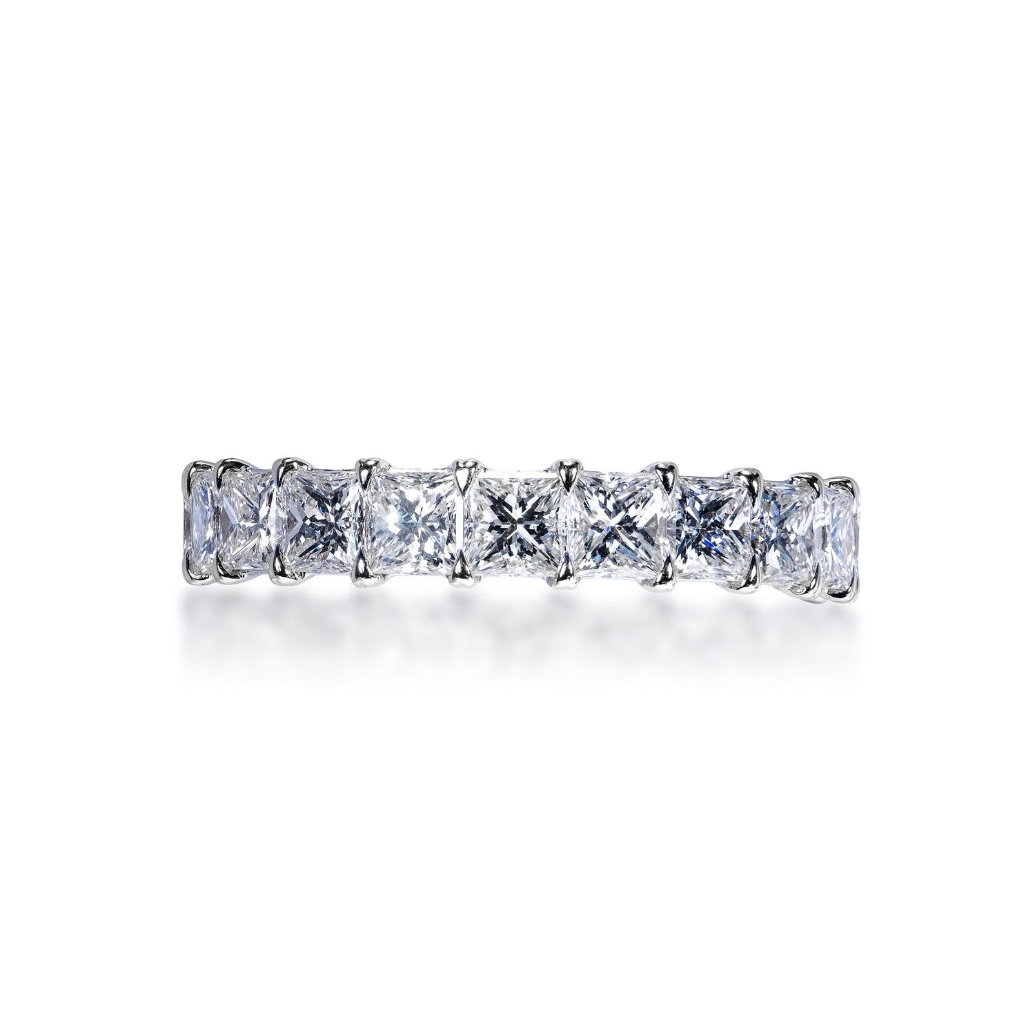 4 Carat Princess Cut Diamond Eternity Band Certified In New Condition For Sale In New York, NY