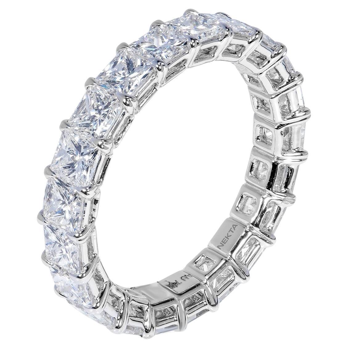 Eternity-Ring mit 4 Karat Diamant im Prinzessinnenschliff, zertifiziert