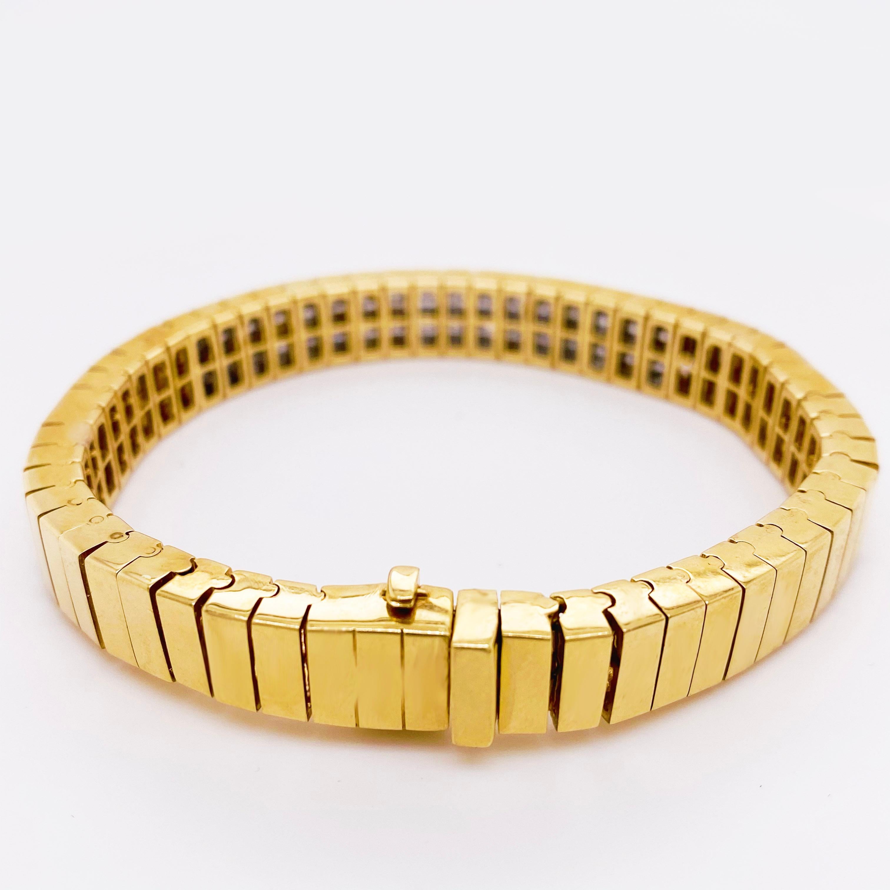 4 Carat Princess Cut Diamond Paved Gold Bracelet, 4.00 Carat Total Weight Dia In Excellent Condition For Sale In Austin, TX