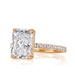 4 Carat Radiant Statement Brilliant White Effortless Elegance Diamond Ring