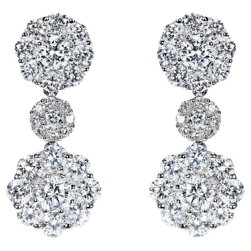4 Carat Round Brilliant Diamond Drop Earrings Certified For Sale
