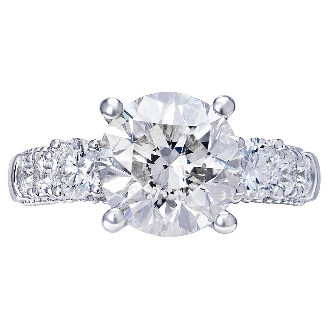 Bague de fiançailles en diamants ronds brillants de 4 carats certifiés G VS2
