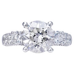 Bague de fiançailles en diamants ronds brillants de 4 carats certifiés G VS2