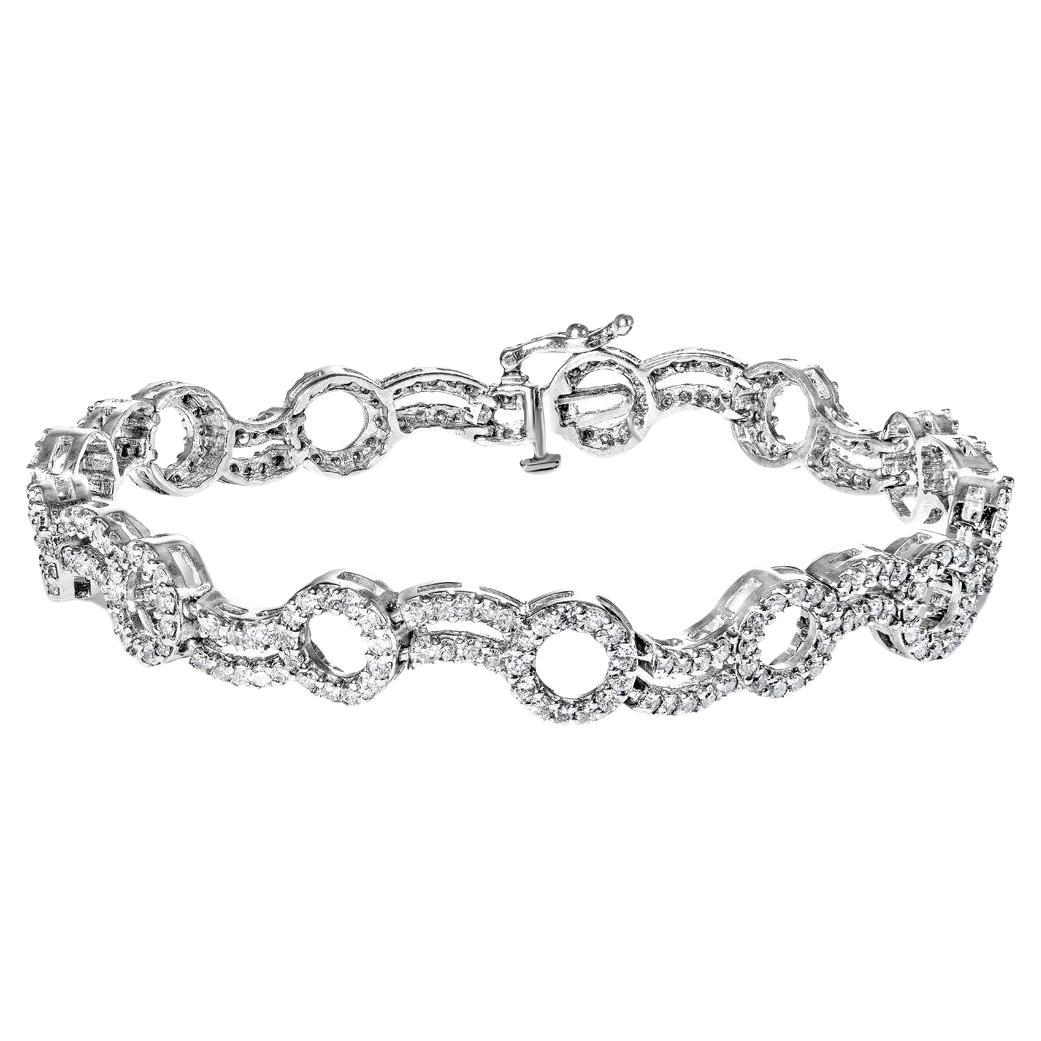 4 Carat Round Brilliant Diamond Single Row Bracelet Certified For Sale