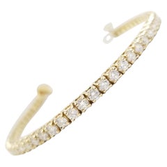 4 Carat Round Brilliant Natural Diamond Tennis Bracelet 14 Karat Yellow Gold