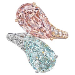 4 Carat Round Brilliant Statement Fancy pink/blue  Royal Radiance Diamond Ring