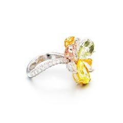 4 Carat Pear Brilliant Statement Fancy Yellow  Royal Radiance Diamond Ring
