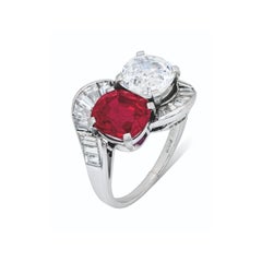 4 Carat Round Brilliant Statement Ruby Red 14K White Gold A Classic Statement