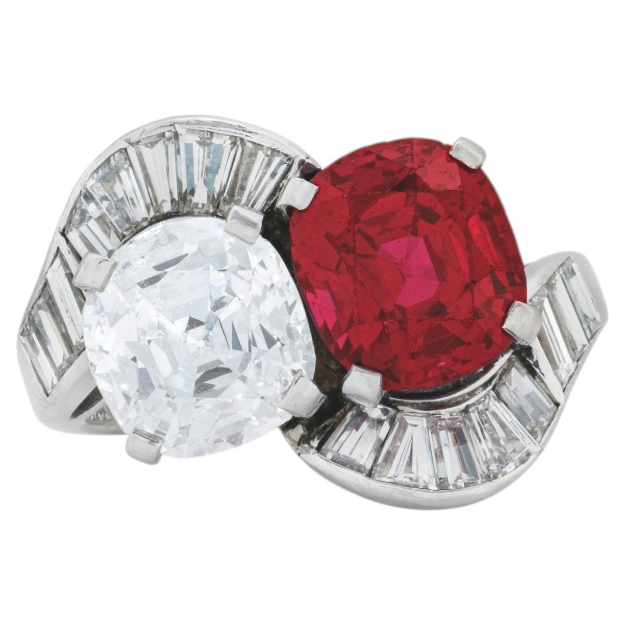 4 Carat Round Brilliant Statement Ruby Red  A Classic Statement Diamond ring For Sale