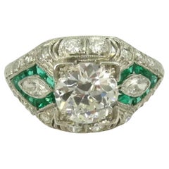 Certified 5.57 Carat Diamond Emerald Vintage Engagement Ring in 18K Gold