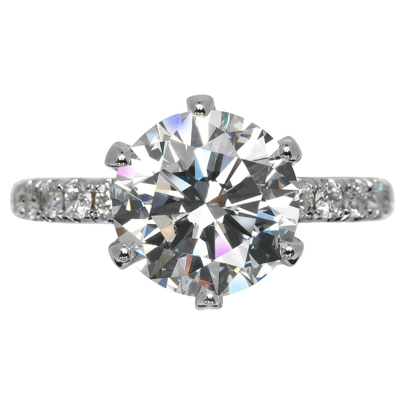 4 Carat Round Cut Diamond Engagement Ring GIA Certified D* VVS1