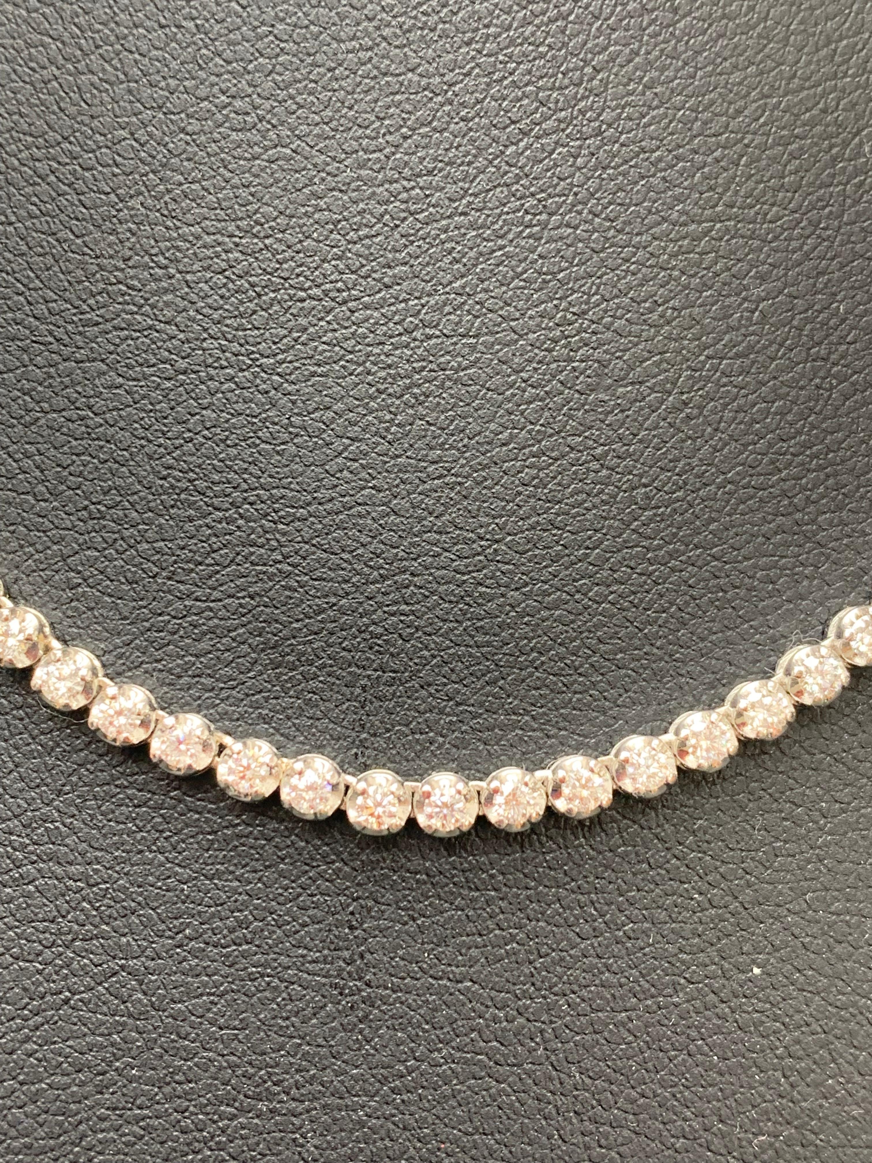 4 Carat Round Diamond Bezel Tennis Necklace in 14K White Gold For Sale 5