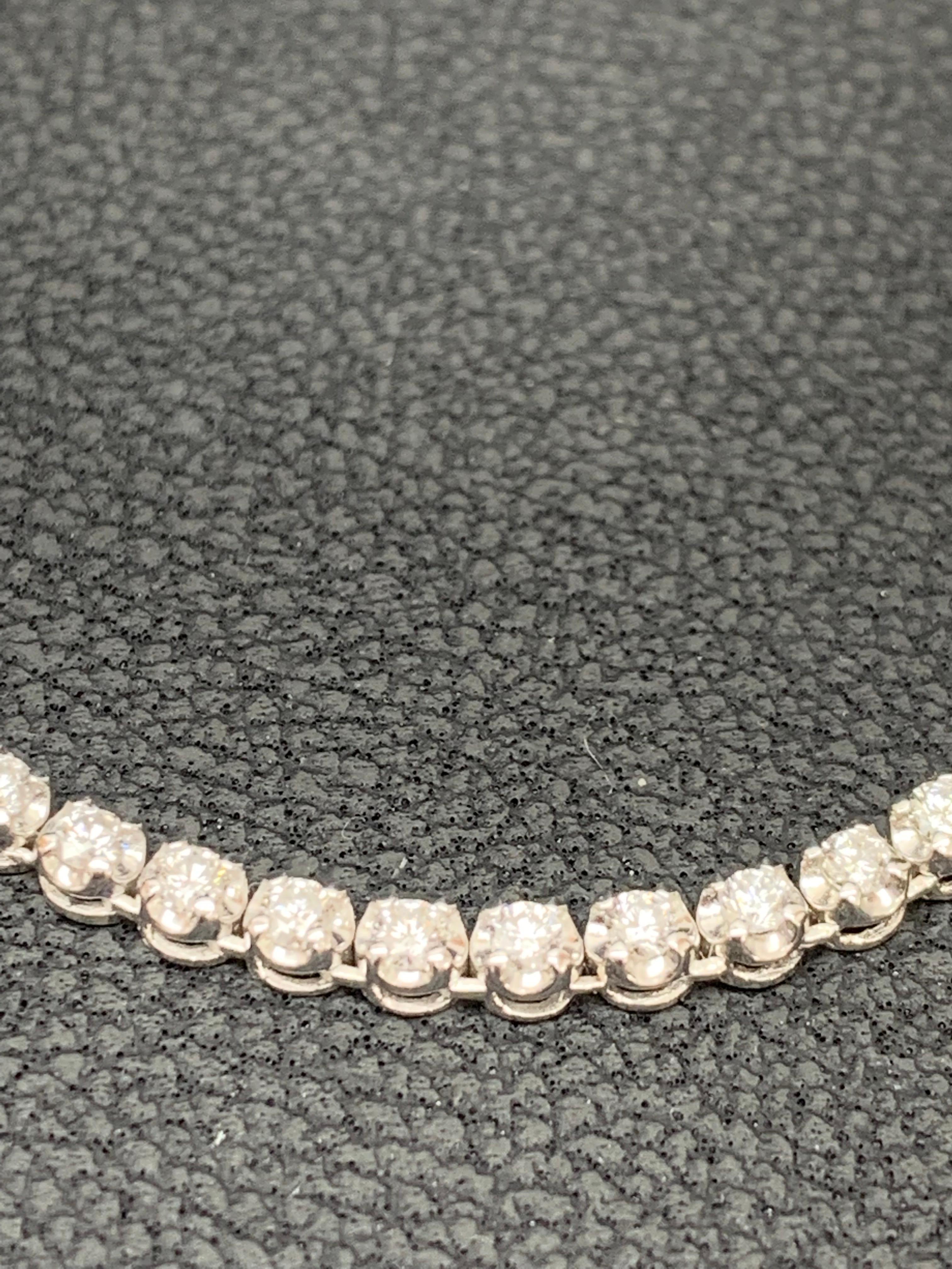 4 Carat Round Diamond Bezel Tennis Necklace in 14K White Gold For Sale 8