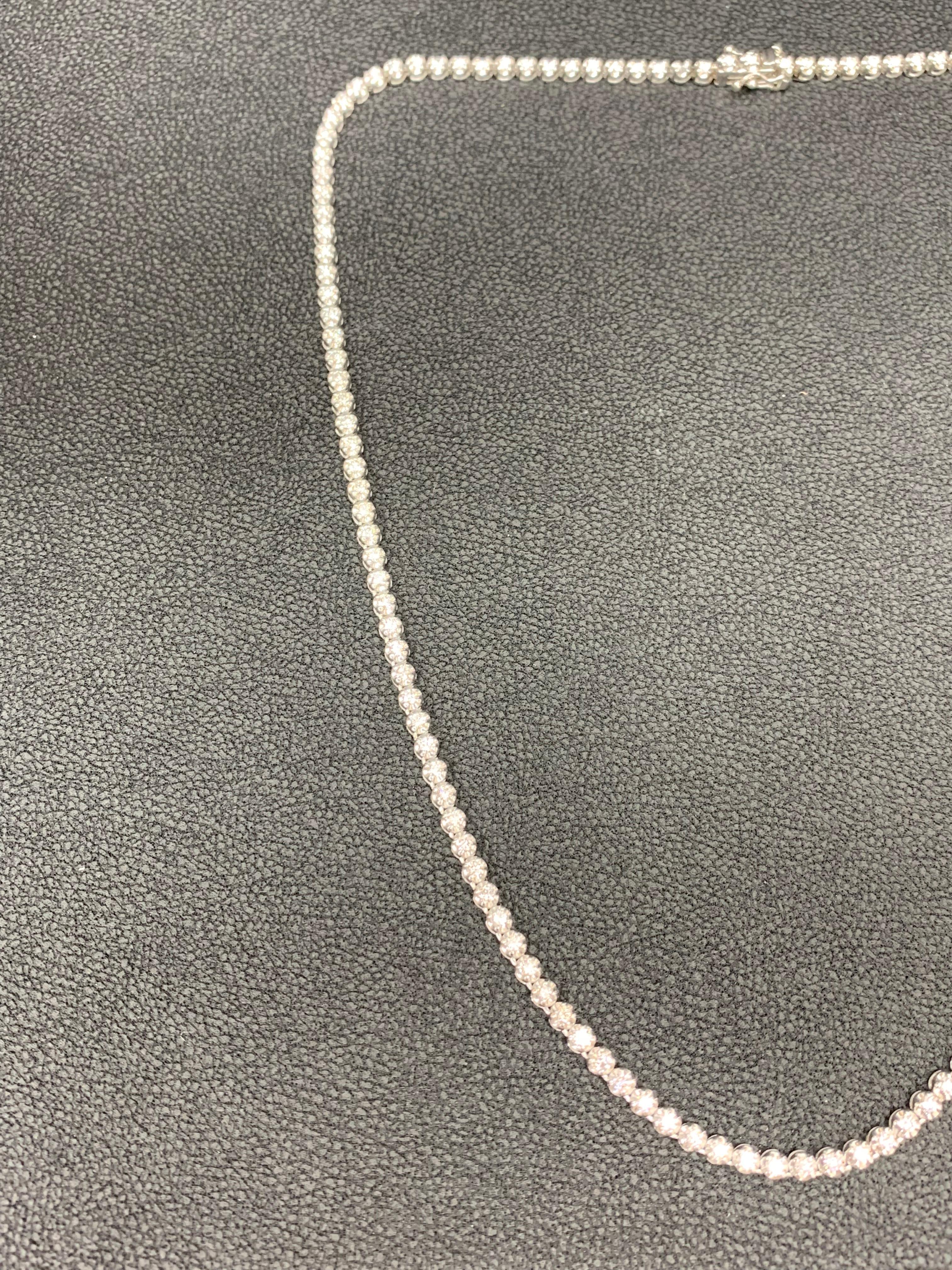 4 Carat Round Diamond Bezel Tennis Necklace in 14K White Gold For Sale 10