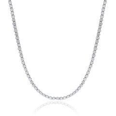 4 Carat Round Diamond Bezel Tennis Necklace in 14K White Gold