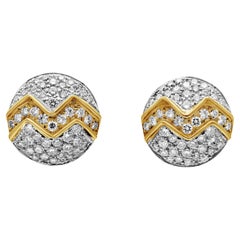 Pendientes de dos tonos con racimo de diamantes blancos de corte redondo de 4,02 quilates totales