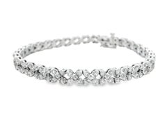 4 Carat Round Diamond Link Bracelet in 14K White Gold 7 Inches