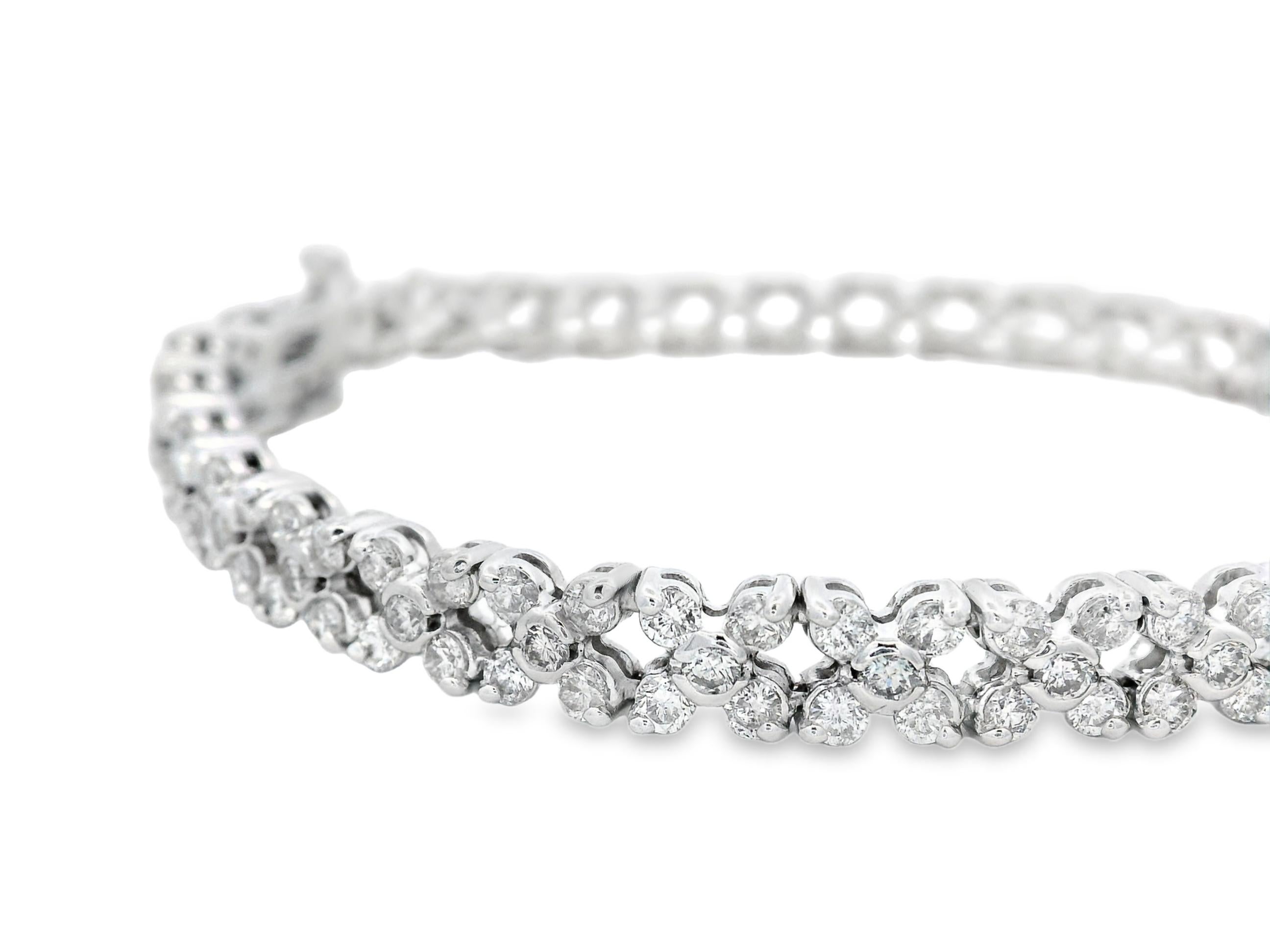 Bracciale A Link con diamanti rotondi da 4 carati in oro bianco 14K da 7 pollici In condizioni Nuovo in vendita a New York, NY