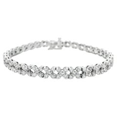 Bracciale A Link con diamanti rotondi da 4 carati in oro bianco 14K da 7 pollici