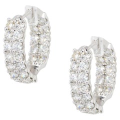 4 Carat Round Diamond Pave Inside Out Hoops 18 Karat in Stock