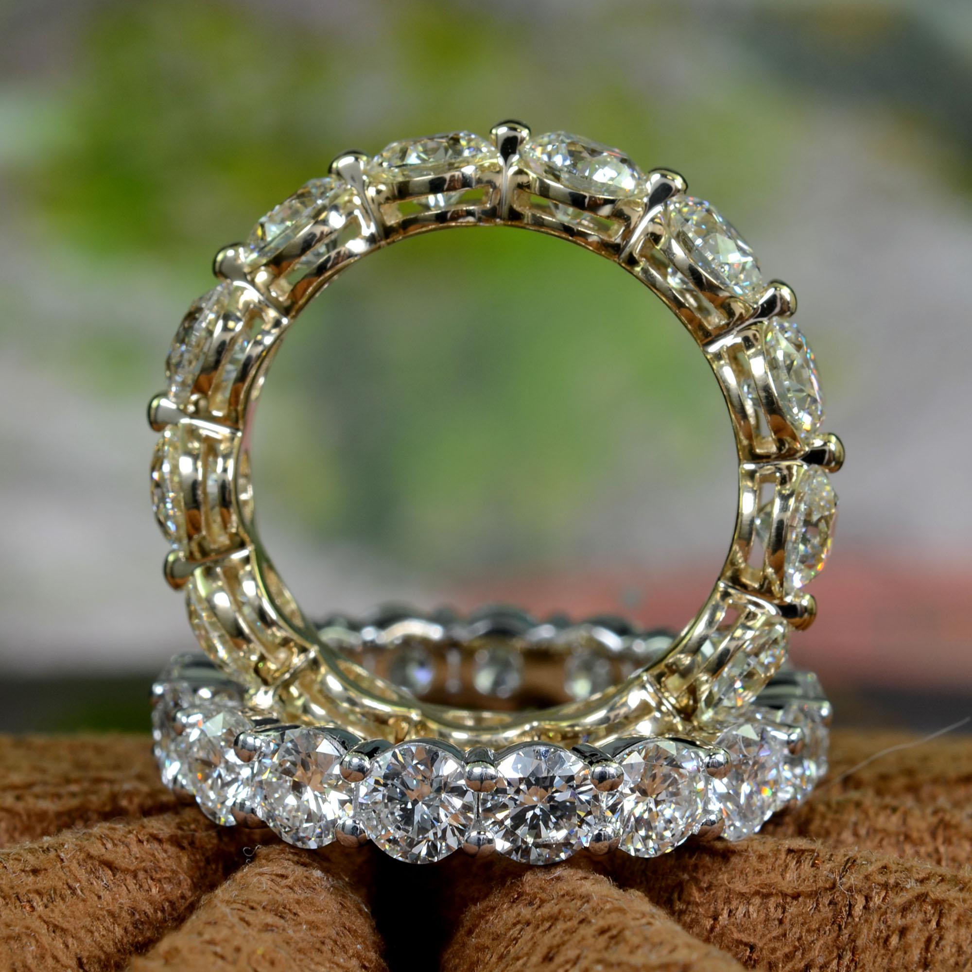 For Sale:  4 Carat Round Eternity Band F-G Color VS1 Clarity 14k White Gold 5