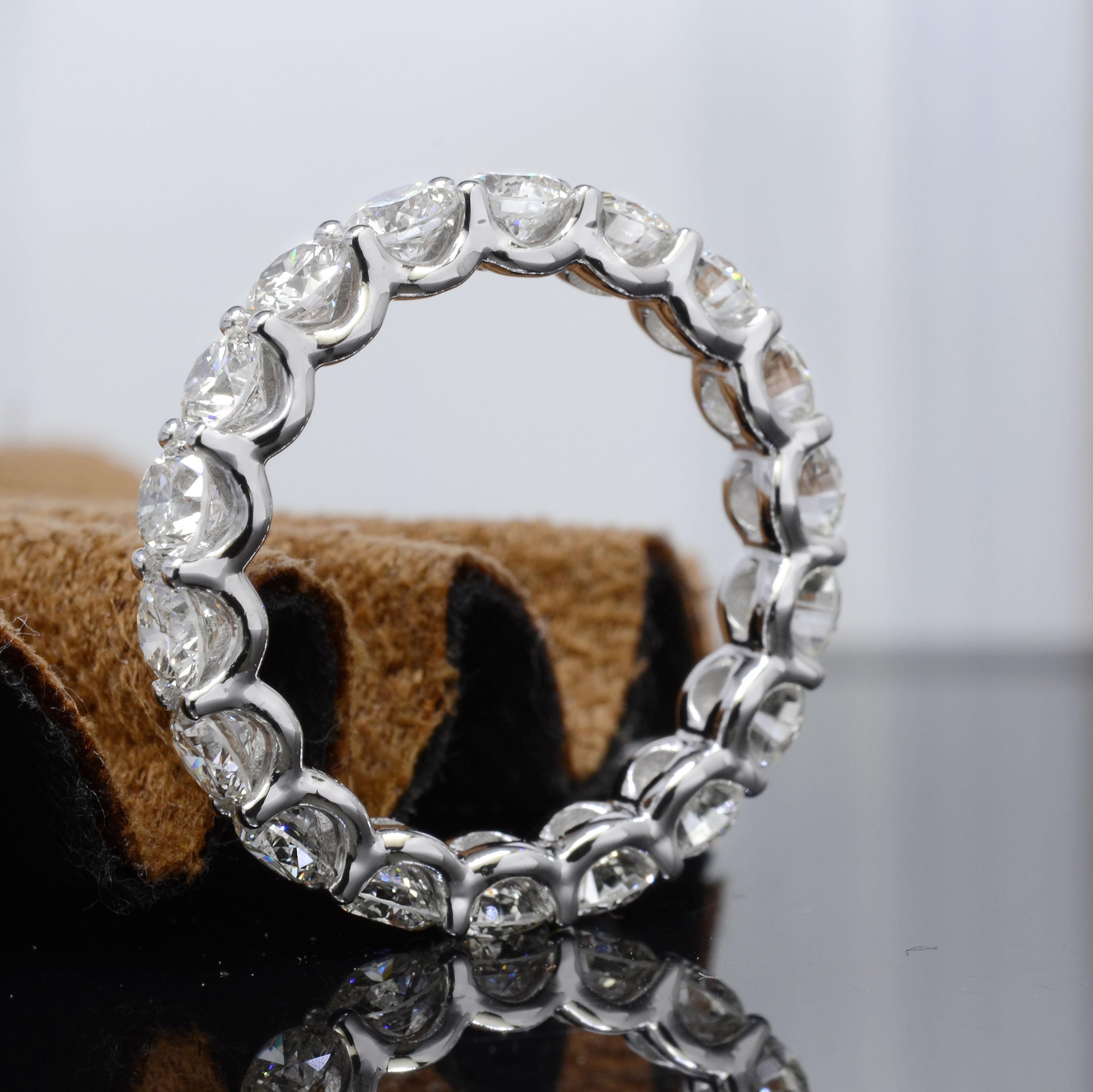 For Sale:  4 Carat Round Eternity Band F-G Color VS1 Clarity Platinum 9