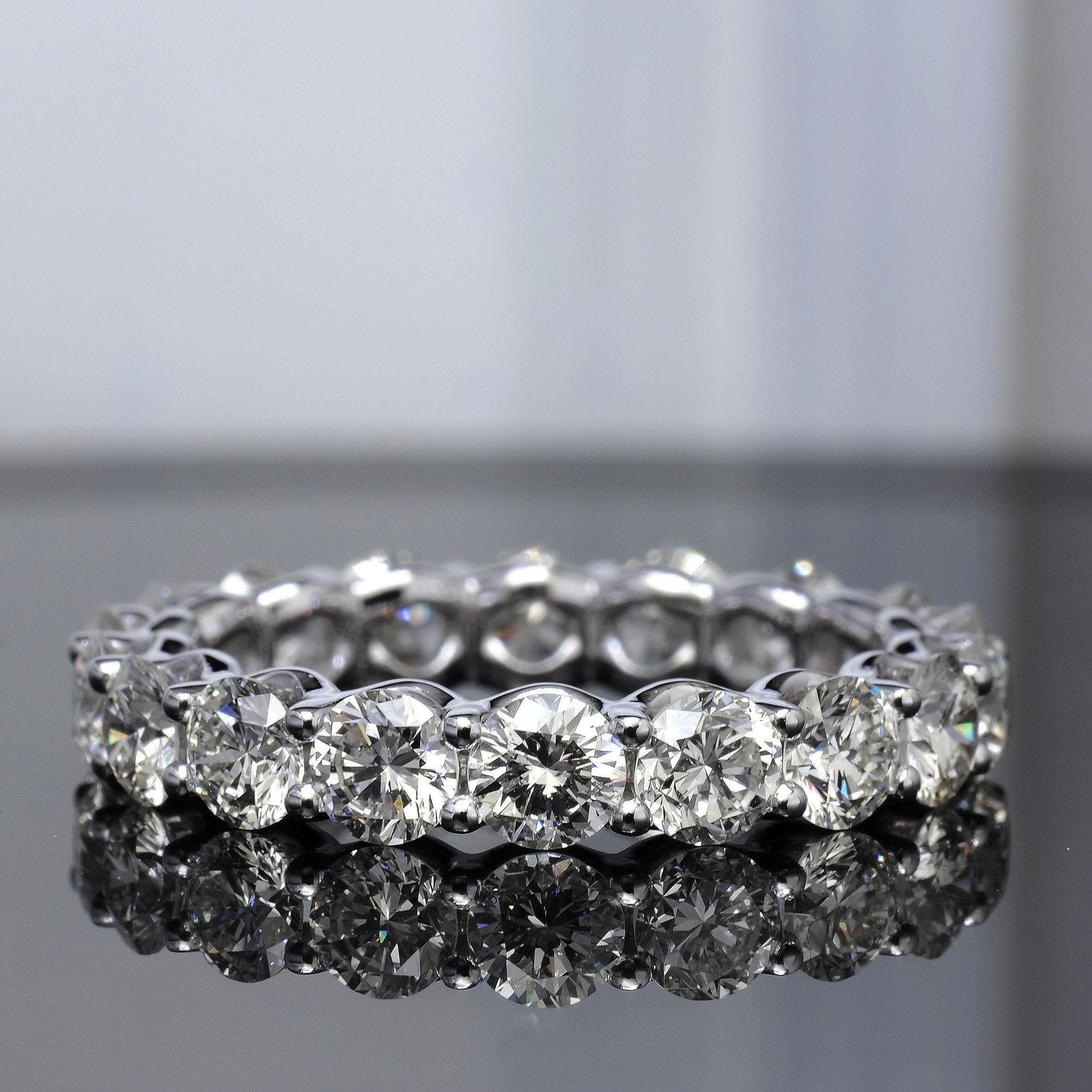 For Sale:  4 Carat Round Eternity Band F-G Color VS1 Clarity Platinum 10