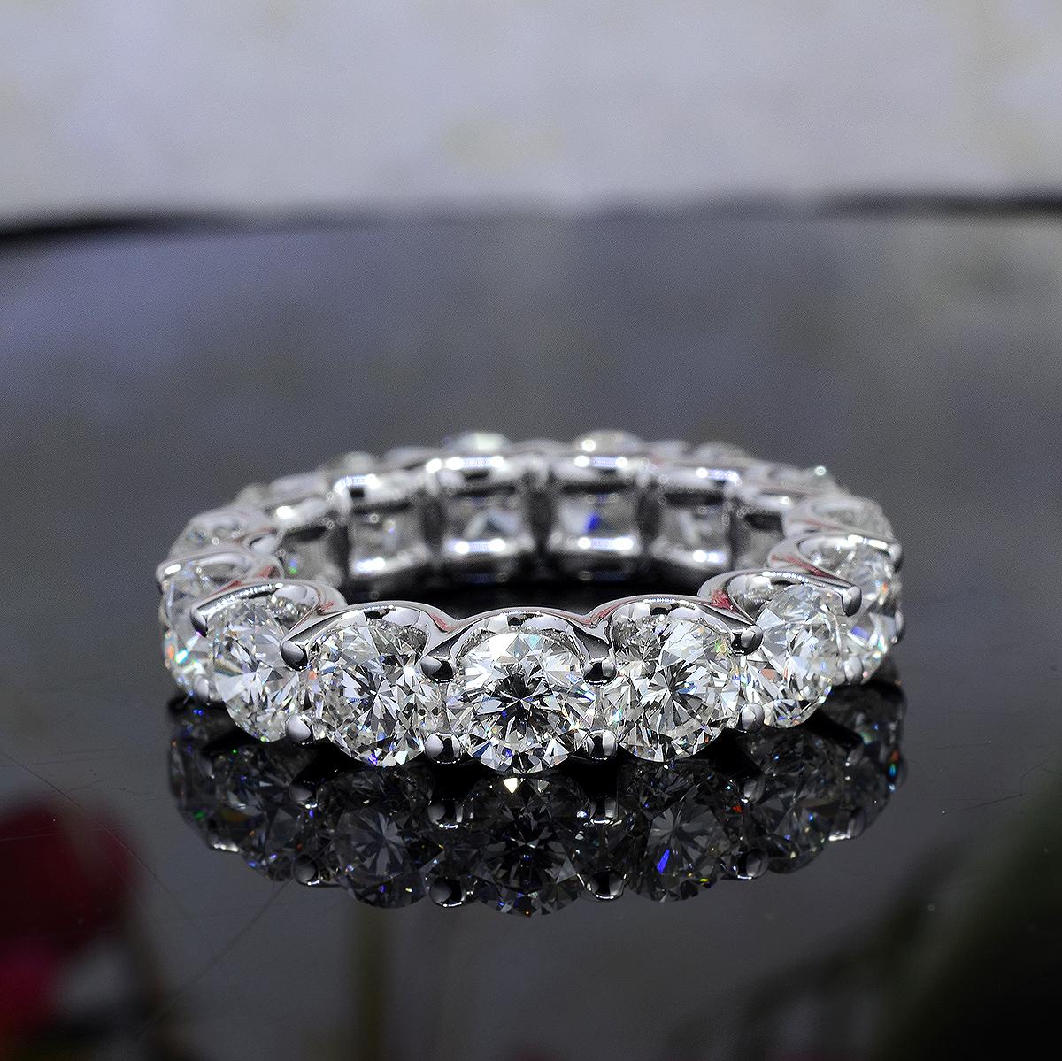 For Sale:  4 Carat Round Eternity Band F-G Color VS1 Clarity Platinum 2