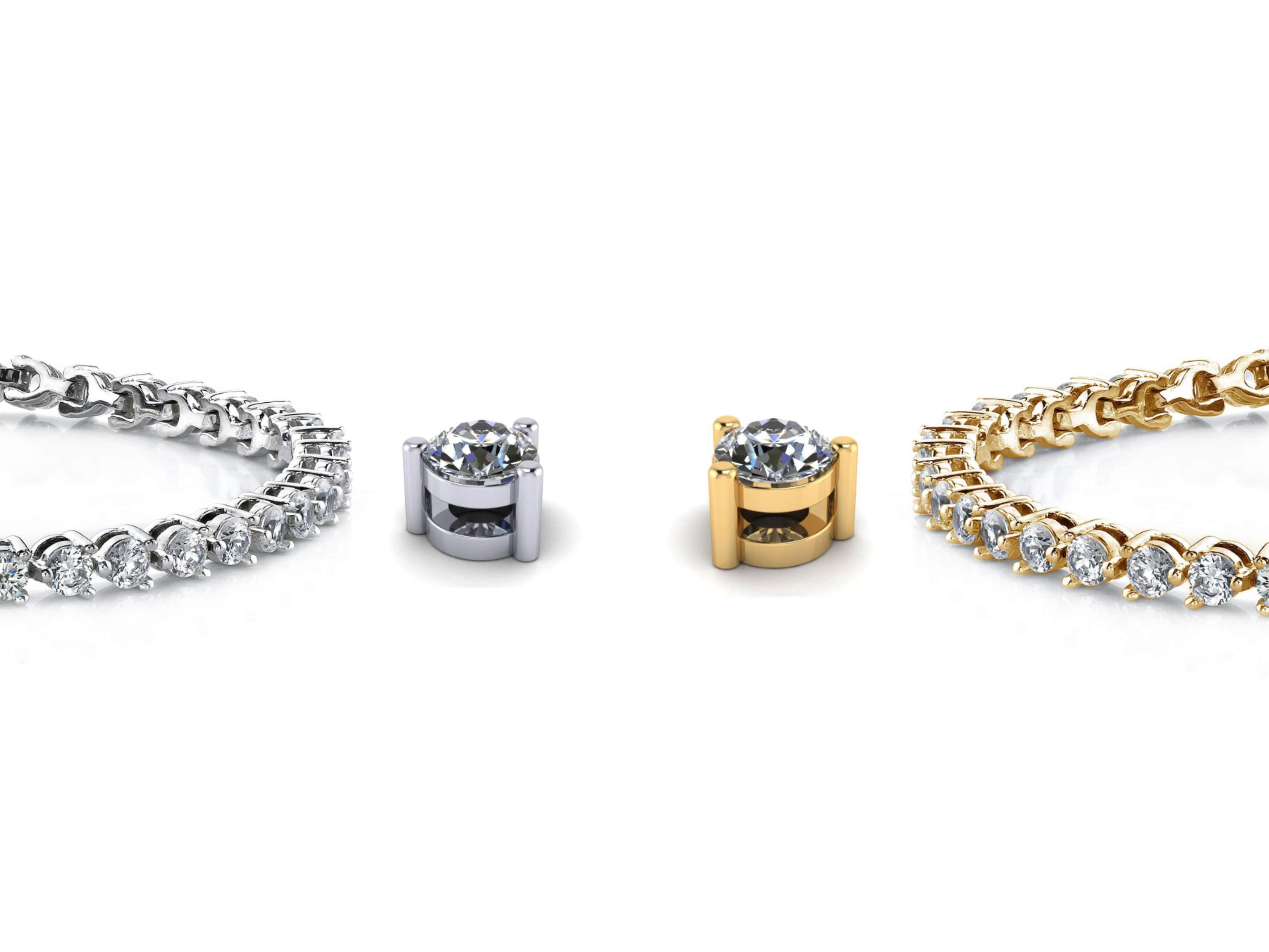 4 Karat runder natürlicher Diamant 2,7 mm 3-Zinken-Tennisarmband aus 18 Karat Weißgold 7
