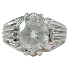  4 carat Round White Diamond Solitaire Mens Platinum Ring