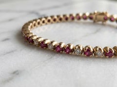 4 Carat Ruby and Diamond Tennis Bracelet