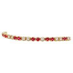 Bracelet de tennis en rubis et diamants de 4 carats