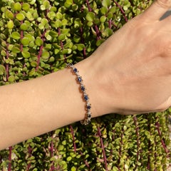 Bracciale tennis “Gold Line” con zaffiro da 4 carati e diamanti – Gioielli di pregio di seconda mano