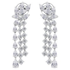 4 Carat SI Clarity HI Color Diamond Dangle Earrings 18 Karat White Gold Jewelry